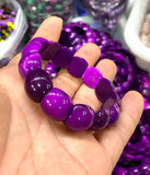 Natural Purple Peach Blossom Jade Bangle 7.5 in