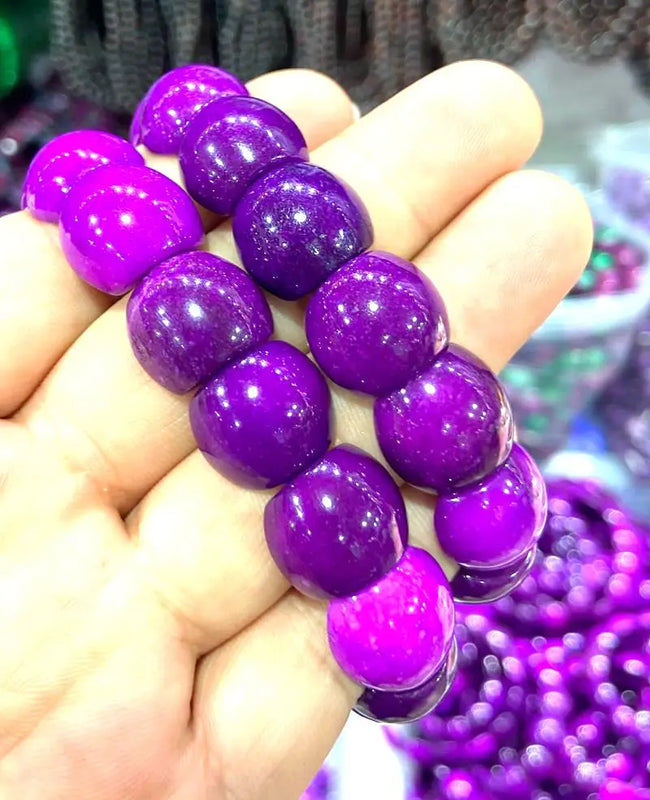 Natural Purple Peach Blossom Jade Bangle 7.5 in