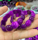 Natural Purple Peach Blossom Jade Bangle 7.5 in