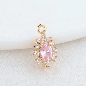 14K Brass & Zircon Flowers Charms Pendants for DIY Jewelry Making