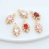 14K Brass & Zircon Flowers Charms Pendants for DIY Jewelry Making