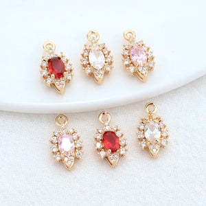 14K Brass & Zircon Flowers Charms Pendants for DIY Jewelry Making