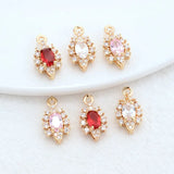 14K Brass & Zircon Flowers Charms Pendants for DIY Jewelry Making
