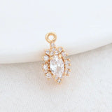 14K Brass & Zircon Flowers Charms Pendants for DIY Jewelry Making
