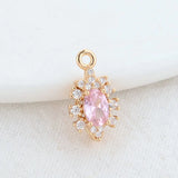 14K Brass & Zircon Flowers Charms Pendants for DIY Jewelry Making