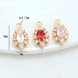 14K Brass & Zircon Flowers Charms Pendants for DIY Jewelry Making