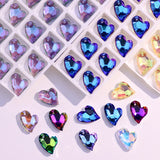 Colorful Crystal Charm Crooked Heart Pendant 17mm Glass Heart Bead DIY Earrings