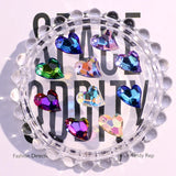 Colorful Crystal Charm Crooked Heart Pendant 17mm Glass Heart Bead DIY Earrings