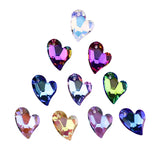 Colorful Crystal Charm Crooked Heart Pendant 17mm Glass Heart Bead DIY Earrings