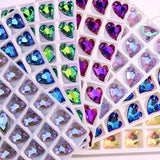 Colorful Crystal Charm Crooked Heart Pendant 17mm Glass Heart Bead DIY Earrings