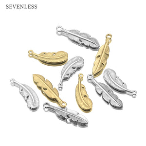 Vintage Stainless Steel Feather Pendant Leaf Jewelry Accessories