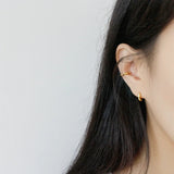 925 Silver Plated 18K Circle Hoop Huggie Earrings C-HEH448