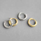 925 Silver Plated 18K Circle Hoop Huggie Earrings C-HEH448