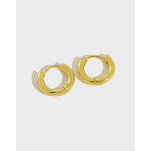 925 Silver Plated 18K Circle Hoop Huggie Earrings C-HEH448