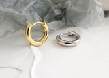 925 Silver Plated 18K Circle Hoop Huggie Earrings C-HEH448