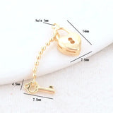 7.5MM 14K Brass Heart & Key Charms Pendants Jewelry Making Supplies DIY