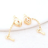 7.5MM 14K Brass Heart & Key Charms Pendants Jewelry Making Supplies DIY