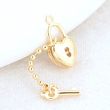 7.5MM 14K Brass Heart & Key Charms Pendants Jewelry Making Supplies DIY