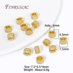 18K Plated Brass Zircon Spacer Beads DIY Jewelry Making