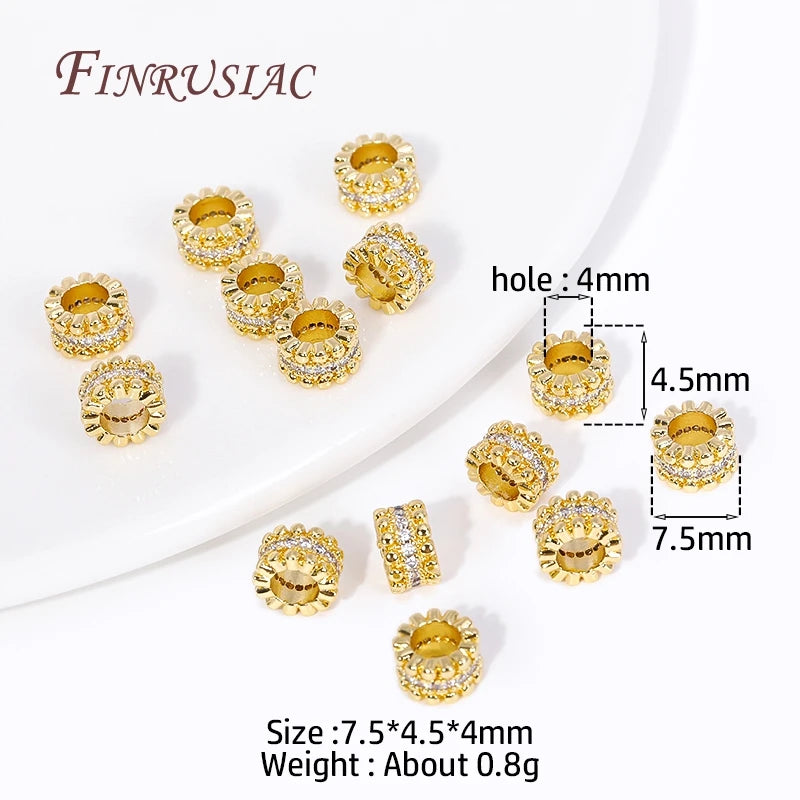 18K Plated Brass Zircon Spacer Beads DIY Jewelry Making