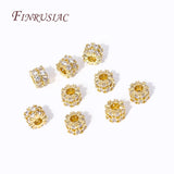 18K Plated Brass Zircon Spacer Beads DIY Jewelry Making