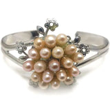 7.5-8in Natural Pink Lavender Freshwater Pearl Flower Cluster Bangle
