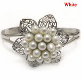 7.5-8in Natural Pink Lavender Freshwater Pearl Flower Cluster Bangle