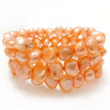 Baroque Nugget Pearl Memory Wire Bracelet 7.5-8 inches 8-9mm