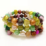 7.5-8 inches 8-9mm Baby Pink Baroque Nugget Pearl Memory Wire Bracelet