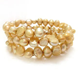 7.5-8 inches 8-9mm Baby Pink Baroque Nugget Pearl Memory Wire Bracelet
