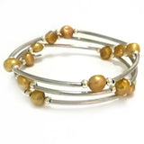 7.5-8in Natural Champagne Baroque Pearl Memory Wire Bracelet