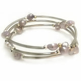 7.5-8" 8-9mm Lilac Baroque Pearl Memory Wire Bracelet
