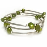 7.5-8 in 8-9mm Olive Baroque Pearl Memory Wire Bracelet