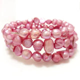 Orange Baroque Nugget Pearl Memory Wire Bracelet 7.5-8 inches 8-9mm