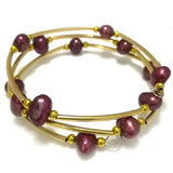 Purple Baroque Freshwater Pearl Wrap Bracelet 7.5-8 inches 8-9mm