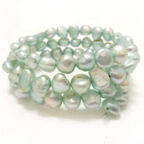 Rainbow Baroque Pearl Memory Wire Bracelet 7.5-8 inches 8-9mm