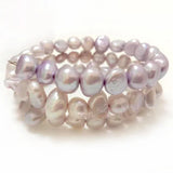 Rainbow Baroque Pearl Memory Wire Bracelet 7.5-8 inches 8-9mm