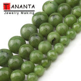 7.5%22 Green Canadian Jade Beads Round Loose Beads