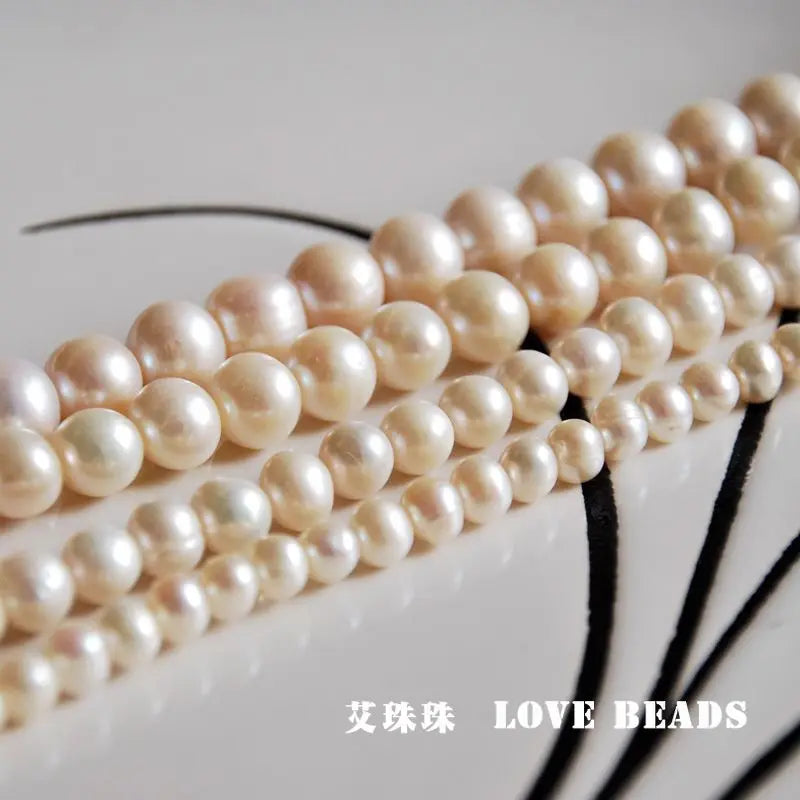7.5in 8mm 10mm Natural Oval Freshwater Pearl Loose Beads Jewelry DIY