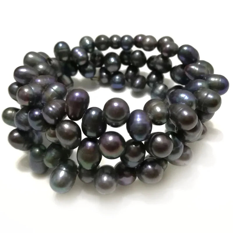 7.5'' Natural Rice Memory Wrap Pearl Bracelet