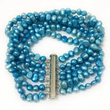 7.5in 8 Rows 6-7mm Army Green Freshwater Nugget Baroque Pearl Bracelet