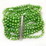 7.5in 8 Row 6-7mm Green Freshwater Nugget Pearl Bracelet