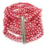 7.5" 8 Rows 6-7mm Green Freshwater Pearl Bracelet