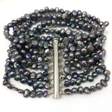 7.5in 8 Rows 6-7mm Light Green Freshwater Pearl Bracelet