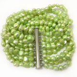 7.5" 8 Rows 6-7mm Green Freshwater Pearl Bracelet