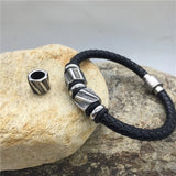 7.58mm Engrave Cylinder Beads Charms for Men's Leather Bracelet
