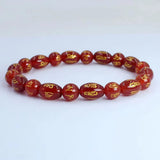 7.5in Natural Stone Beads Bracelet Red Agate Elastic Bangle