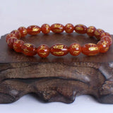 7.5in Natural Stone Beads Bracelet Red Agate Elastic Bangle