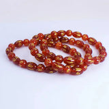 7.5in Natural Stone Beads Bracelet Red Agate Elastic Bangle