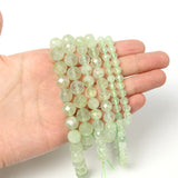 Natural Faceted Green Prehnite Jades Stone Bead Round Loose Spacer Beads